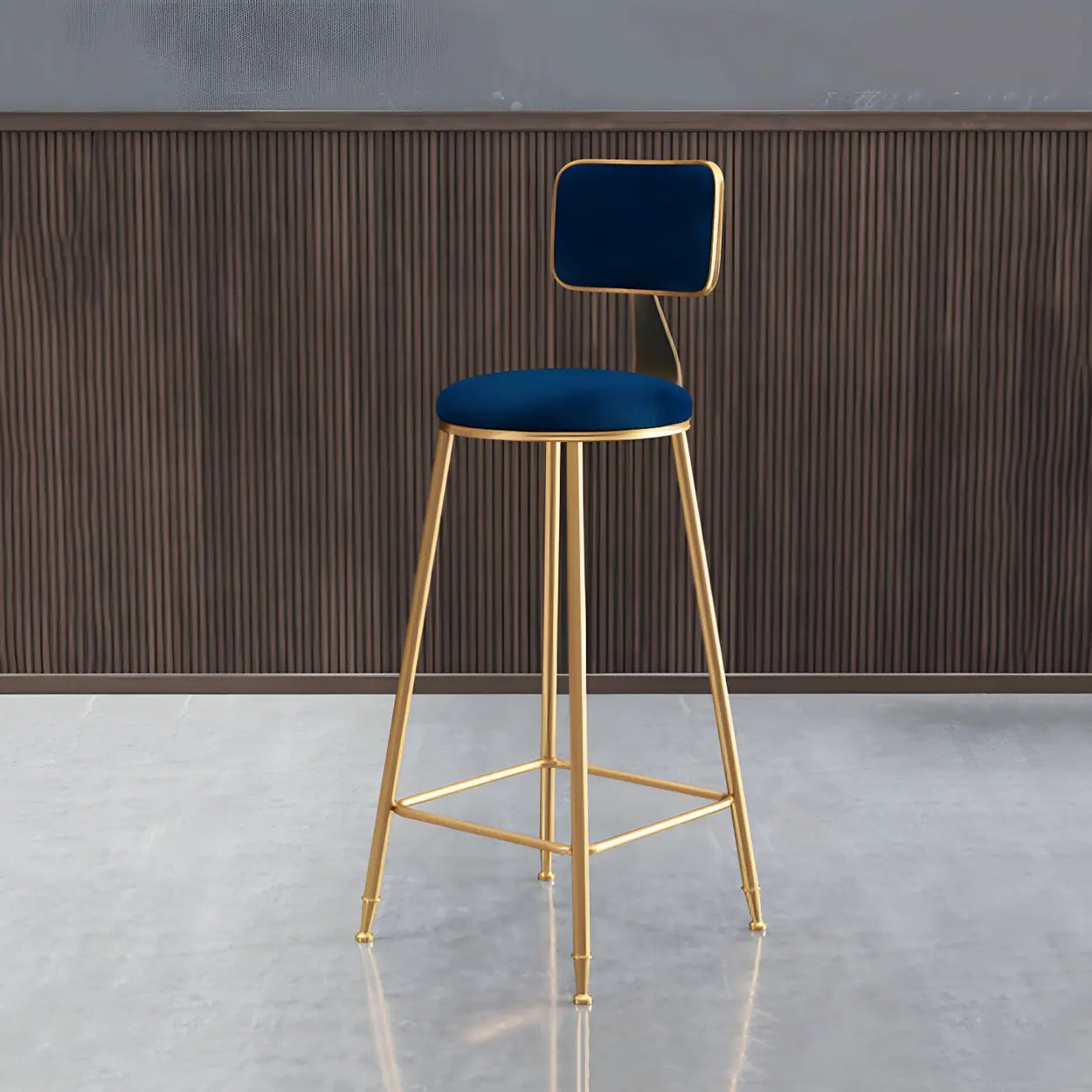 Luxe Velvet Barkruk met Rugleuning en Goudkleurig Metalen Onderstel – Moderne Glam Barstoel voor Keukeneiland en Thuisbar