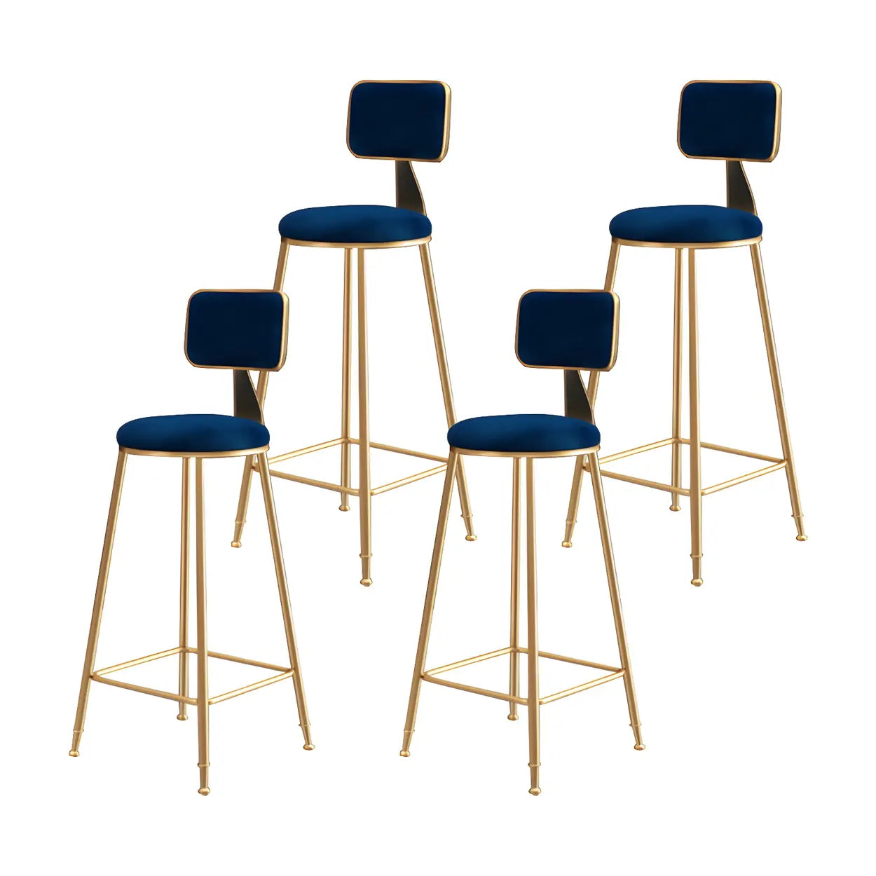 Luxe Velvet Barkruk met Rugleuning en Goudkleurig Metalen Onderstel – Moderne Glam Barstoel voor Keukeneiland en Thuisbar