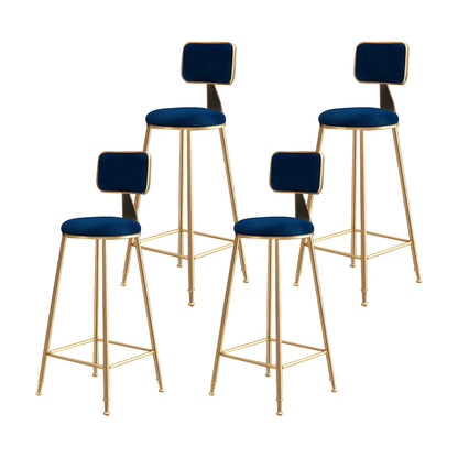 Luxe Velvet Barkruk met Rugleuning en Goudkleurig Metalen Onderstel – Moderne Glam Barstoel voor Keukeneiland en Thuisbar