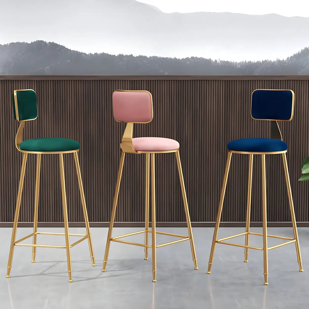 Luxe Velvet Barkruk met Rugleuning en Goudkleurig Metalen Onderstel – Moderne Glam Barstoel voor Keukeneiland en Thuisbar