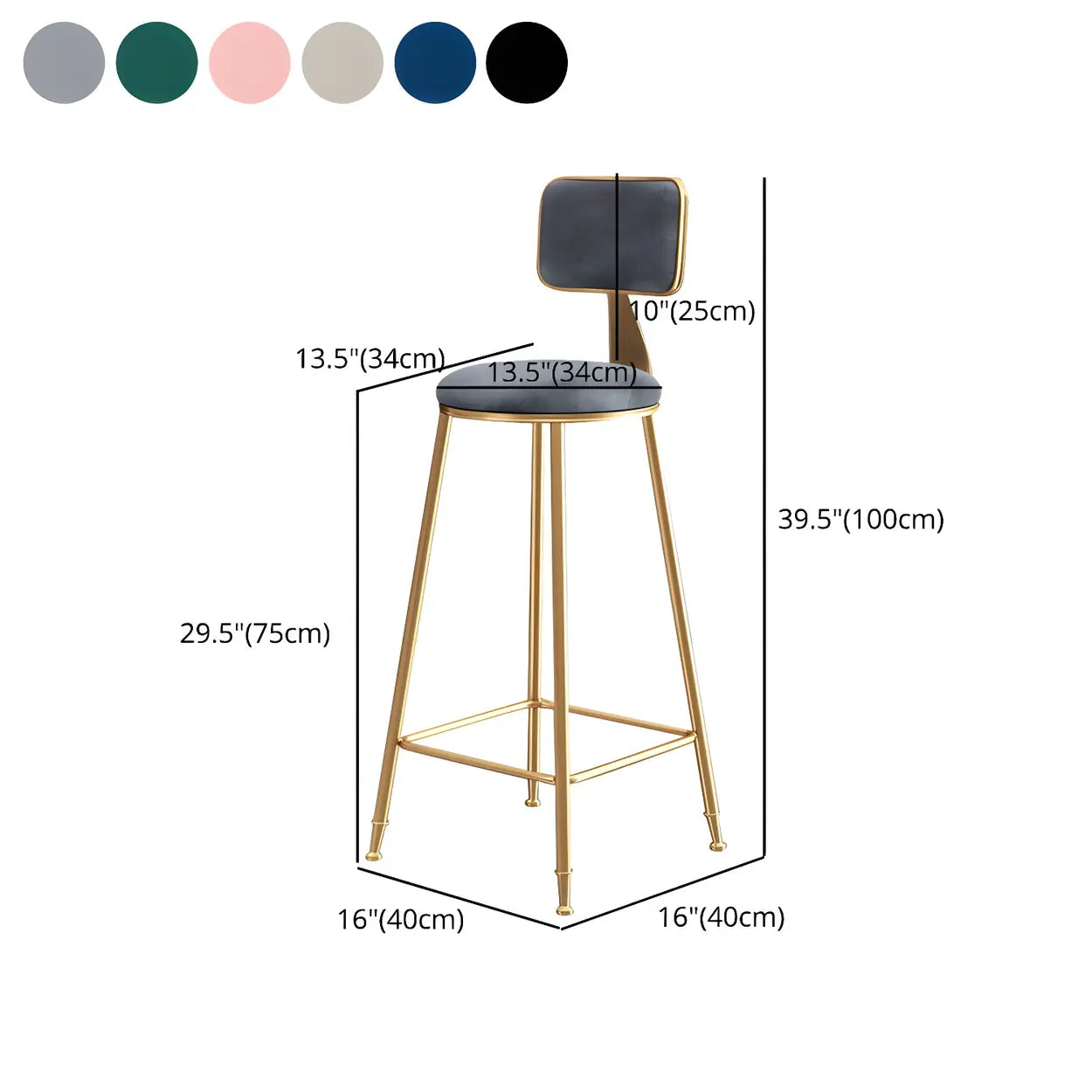 Luxe Velvet Barkruk met Rugleuning en Goudkleurig Metalen Onderstel – Moderne Glam Barstoel voor Keukeneiland en Thuisbar