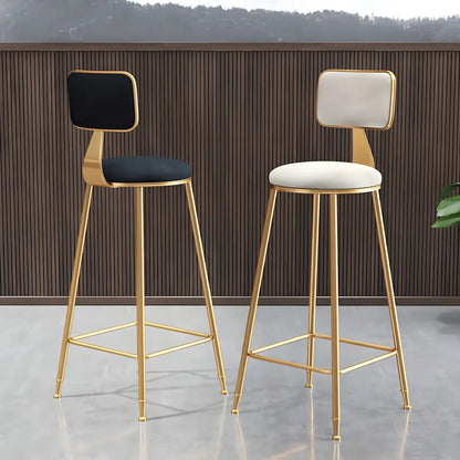 Luxe Velvet Barkruk met Rugleuning en Goudkleurig Metalen Onderstel – Moderne Glam Barstoel voor Keukeneiland en Thuisbar