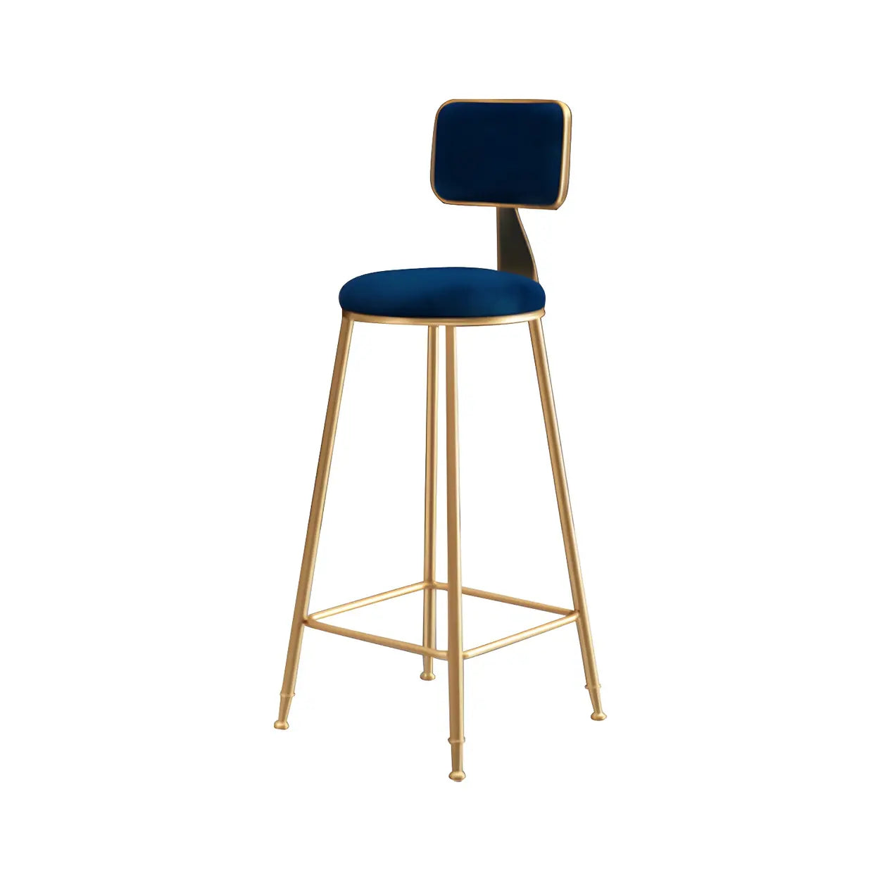 Luxe Velvet Barkruk met Rugleuning en Goudkleurig Metalen Onderstel – Moderne Glam Barstoel voor Keukeneiland en Thuisbar
