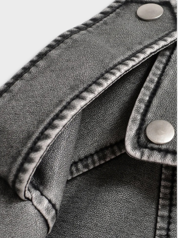 Vegan Leren Jas Grijze Kleur voor Dames