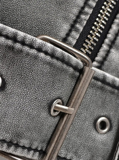 Vegan Leren Jas Grijze Kleur voor Dames