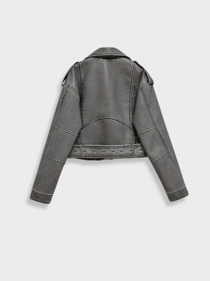 Vegan Leren Jas Grijze Kleur voor Dames