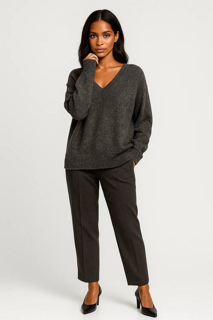 Dames Trui Oversized V-Hals Warme Wintertrui