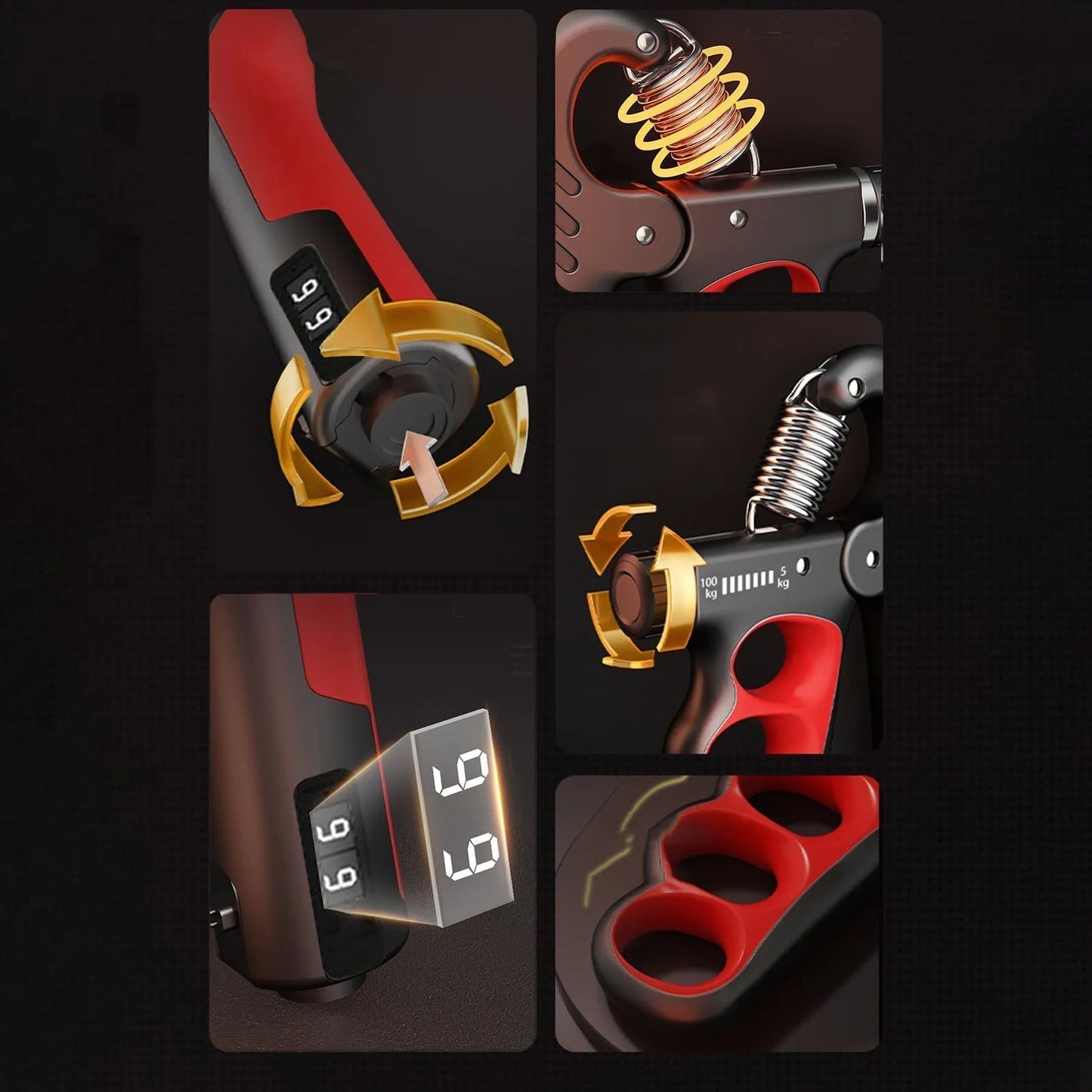 Onderarmtrainer Handknijper Verstelbaar tot 100 kg Krachttraining Thuis Zwart Fitnessapparaat Grip Spierversterking