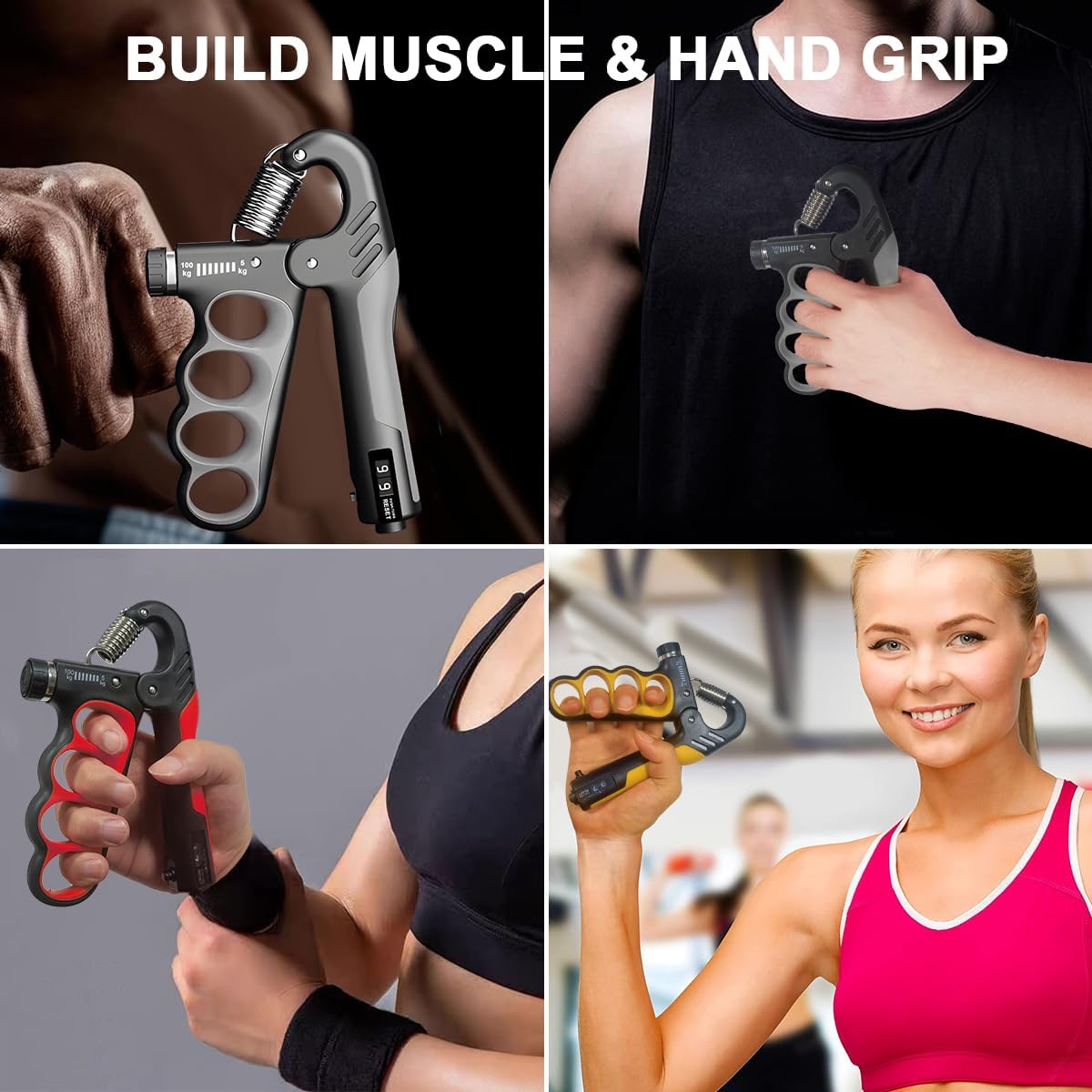 Onderarmtrainer Handknijper Verstelbaar tot 100 kg Krachttraining Thuis Zwart Fitnessapparaat Grip Spierversterking