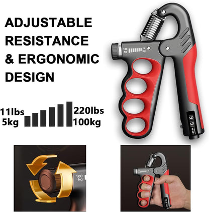 Onderarmtrainer Handknijper Verstelbaar tot 100 kg Krachttraining Thuis Zwart Fitnessapparaat Grip Spierversterking