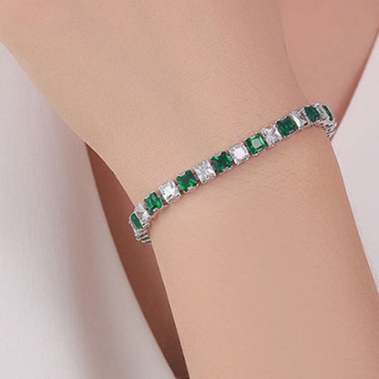 Elegante Schakelarmband met Zirkonia Stenen | Luxe Tennisarmband voor Dames en Heren | Geometrisch Design Polssieraad met Glanzende Kristallen | Verstelbare Feestelijke Armband Zilver Goud