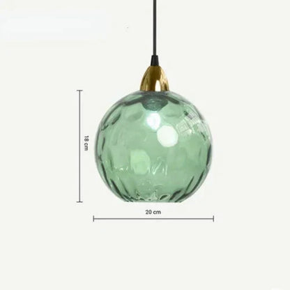 Glazen Bol Hanglamp met Gekleurde Glaskap voor Eetkamer Woonkamer
