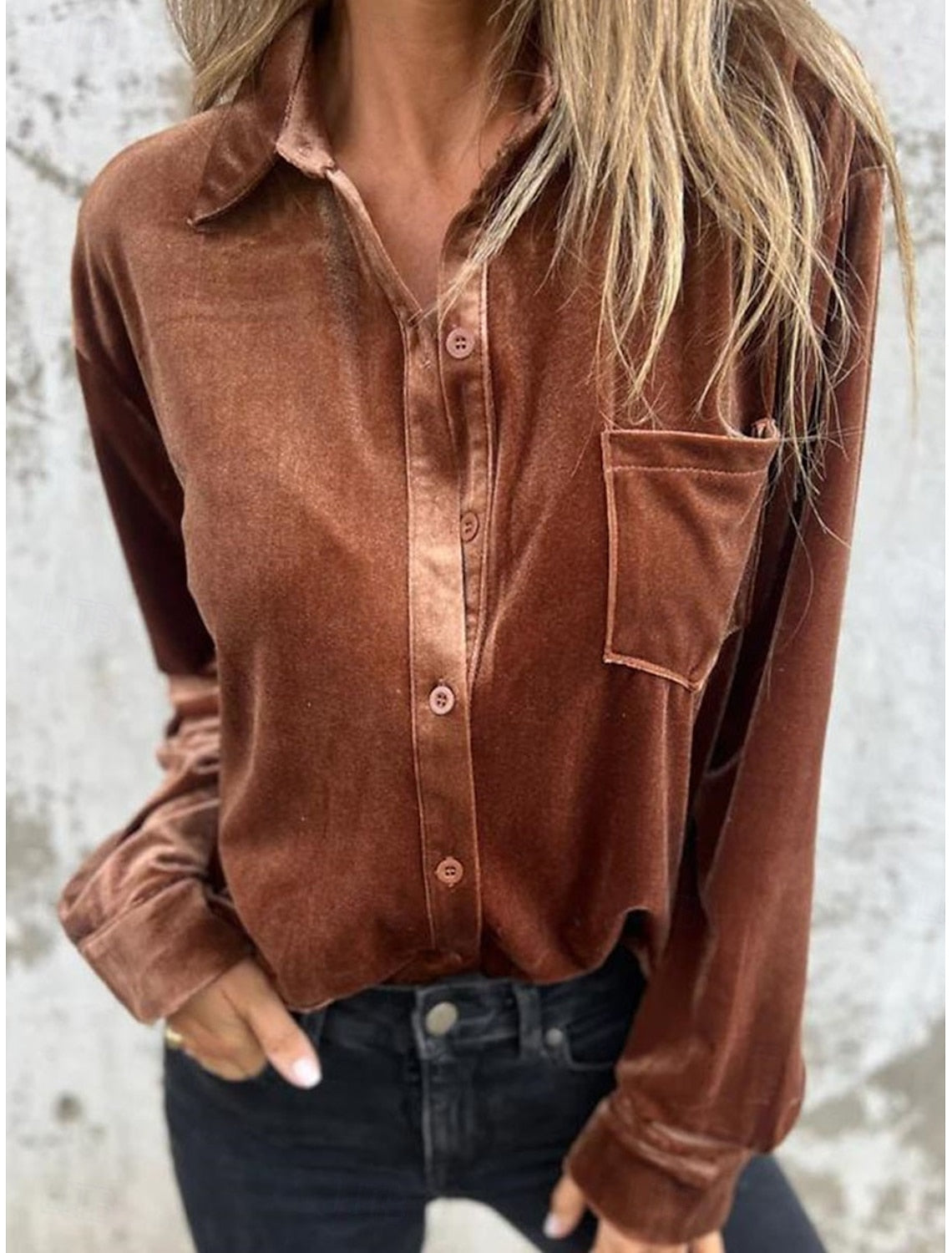 Dames Blouse Fluweel Losse Pasvorm