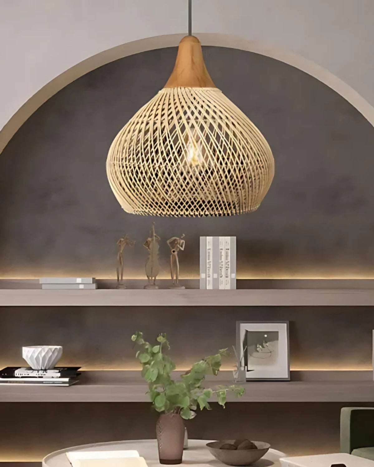 Handgeweven rotan hanglamp in boho stijl – natuurlijke plafondlamp voor eetkamer en woonkamer met warme lichtuitstraling