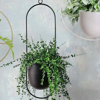 Hangende Plantenpot Metaal Wandmontage Zwart & Goud Minimalistisch Design voor Binnen
