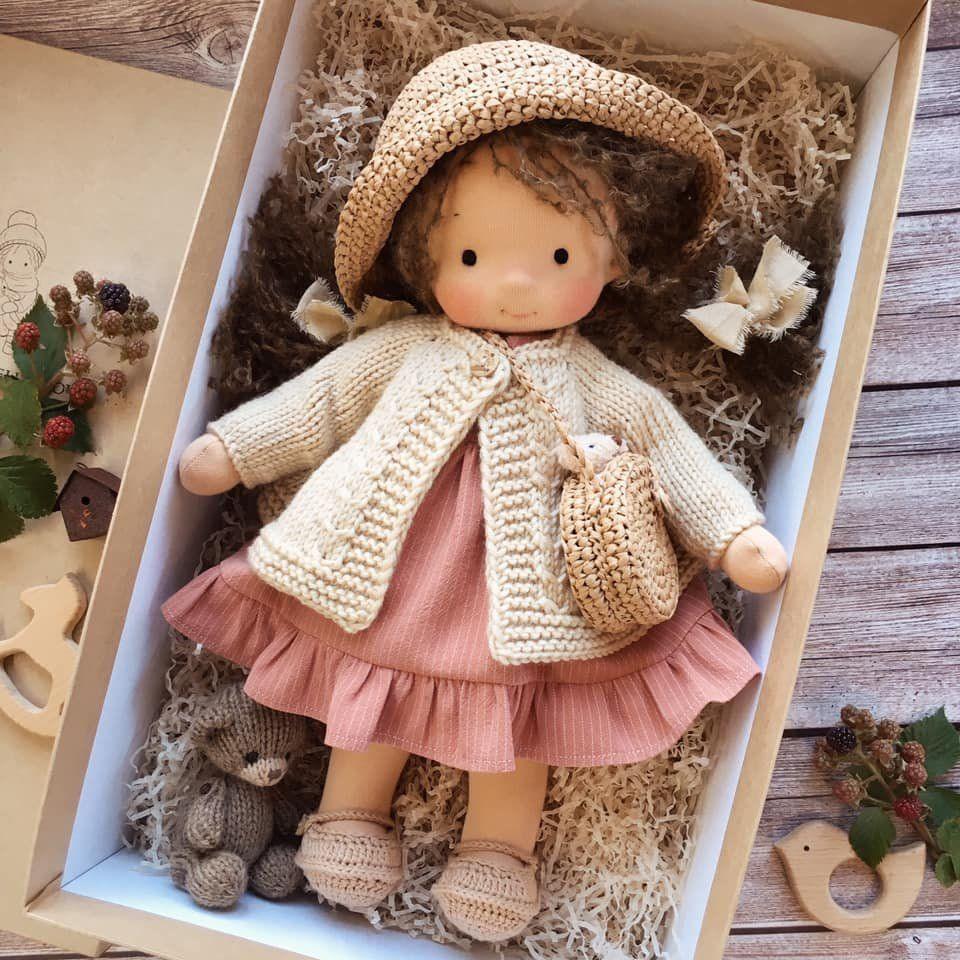 Handgemaakte Waldorf Knuffelpop 35cm Zachte Katoenen Pop voor Kinderen Natuurlijk Speelgoed Fantasiespel 2+ Jaar