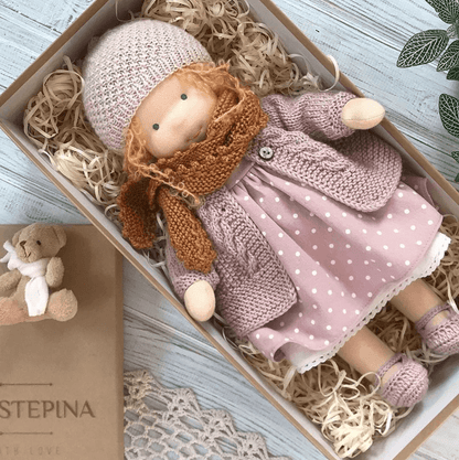 Handgemaakte Waldorf Knuffelpop 35cm Zachte Katoenen Pop voor Kinderen Natuurlijk Speelgoed Fantasiespel 2+ Jaar