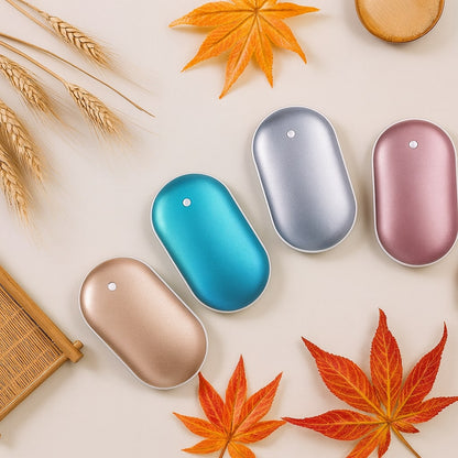Elektrische Handwarmer met Powerbank Oplaadbaar USB 5200mAh Taschenwärmer Zilver Goud Roségoud Blauw