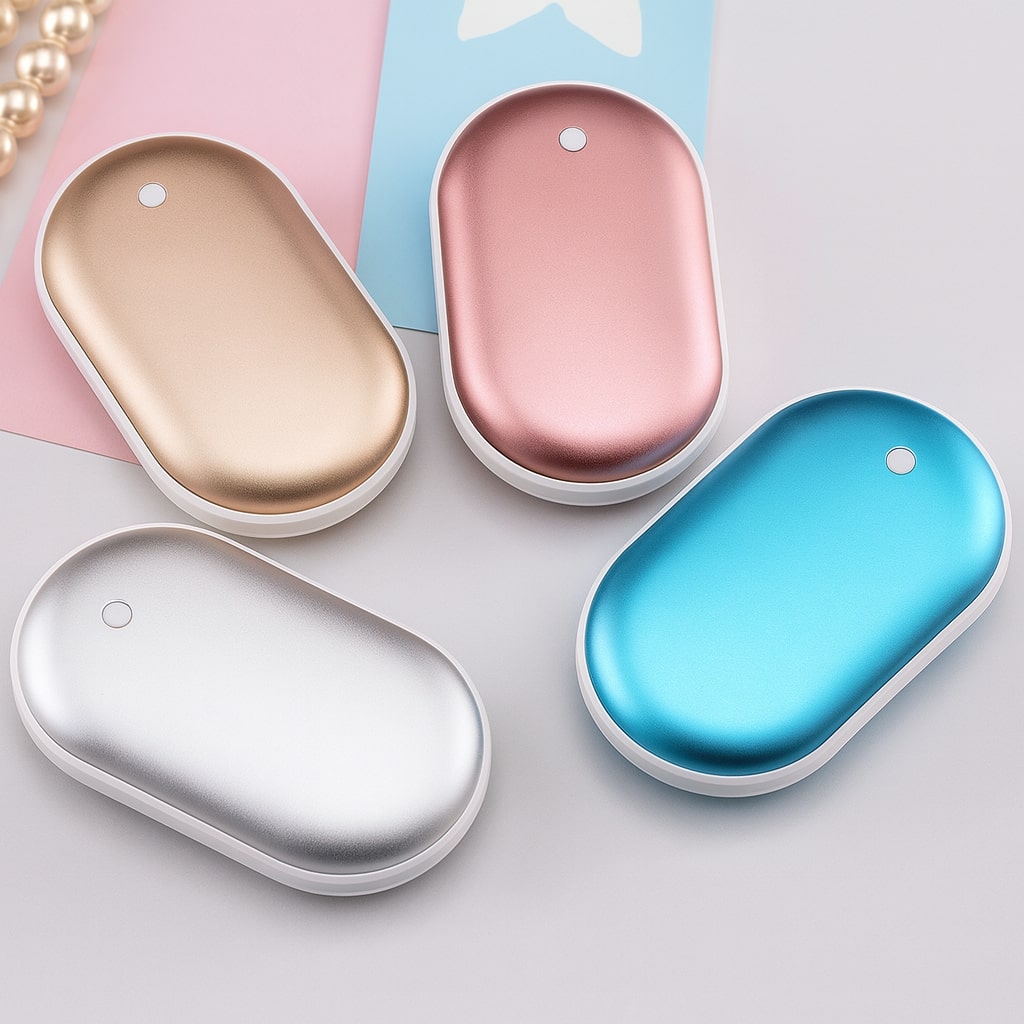 Elektrische Handwarmer met Powerbank Oplaadbaar USB 5200mAh Taschenwärmer Zilver Goud Roségoud Blauw