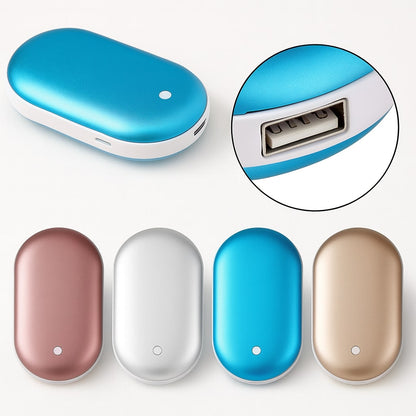 Elektrische Handwarmer met Powerbank Oplaadbaar USB 5200mAh Taschenwärmer Zilver Goud Roségoud Blauw