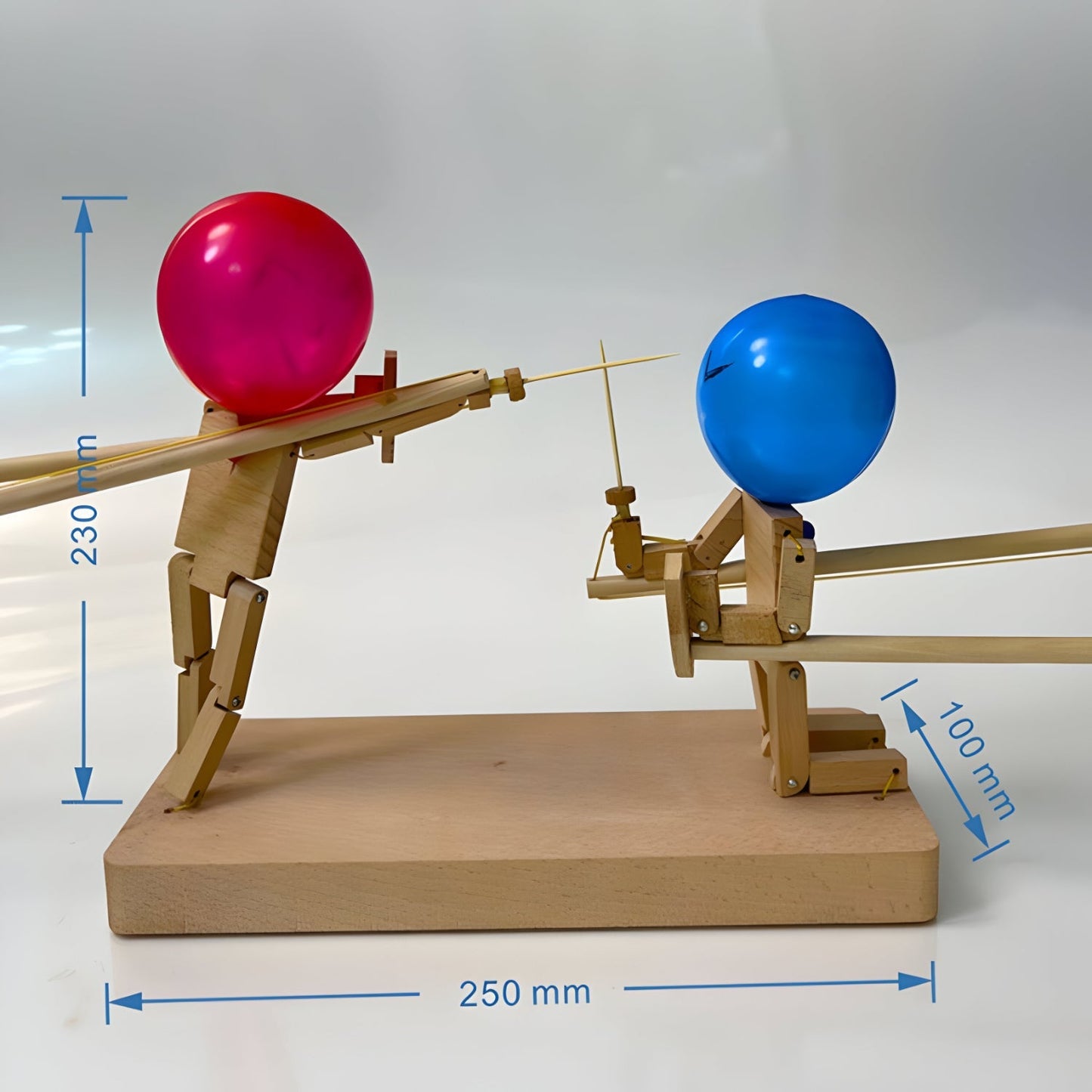 Houten Schermspel met Ballon Gevechten voor Kinderen en Familie | Speels Duelspel met Handgemaakte Houten Poppetjes | Reactiespel voor Feestjes en Verjaardag
