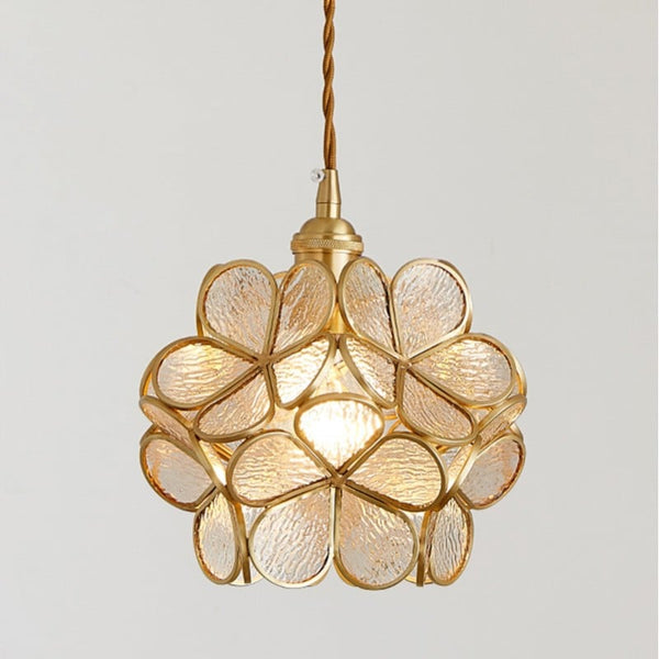 Floyem Flower Hanglamp Glas Messing Goud E27 Eettafel Slaapkamer Vintage Design Hanglamp Bloemvorm