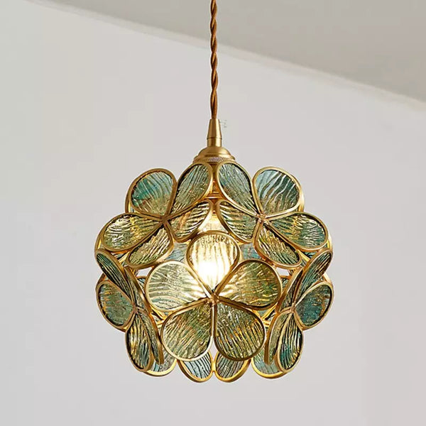 Floyem Flower Hanglamp Glas Messing Goud E27 Eettafel Slaapkamer Vintage Design Hanglamp Bloemvorm