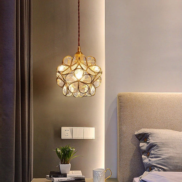 Floyem Flower Hanglamp Glas Messing Goud E27 Eettafel Slaapkamer Vintage Design Hanglamp Bloemvorm