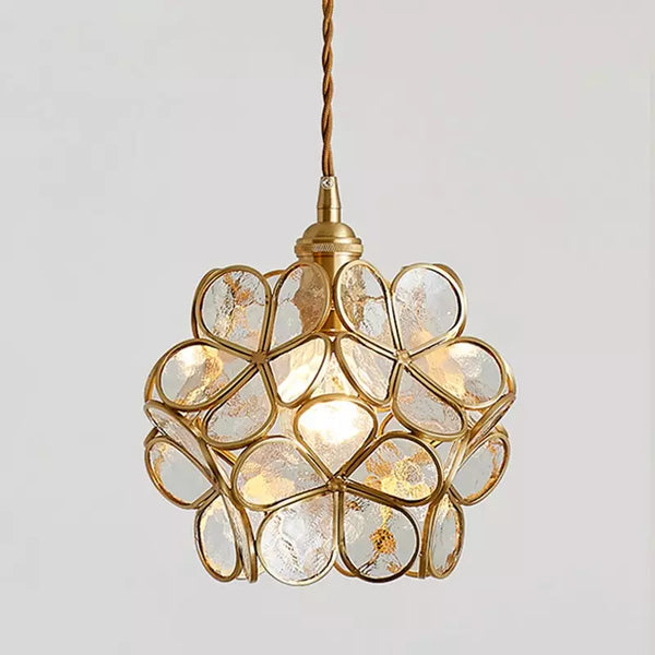 Floyem Flower Hanglamp Glas Messing Goud E27 Eettafel Slaapkamer Vintage Design Hanglamp Bloemvorm