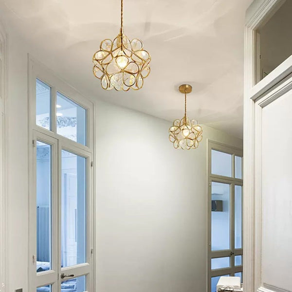 Floyem Flower Hanglamp Glas Messing Goud E27 Eettafel Slaapkamer Vintage Design Hanglamp Bloemvorm