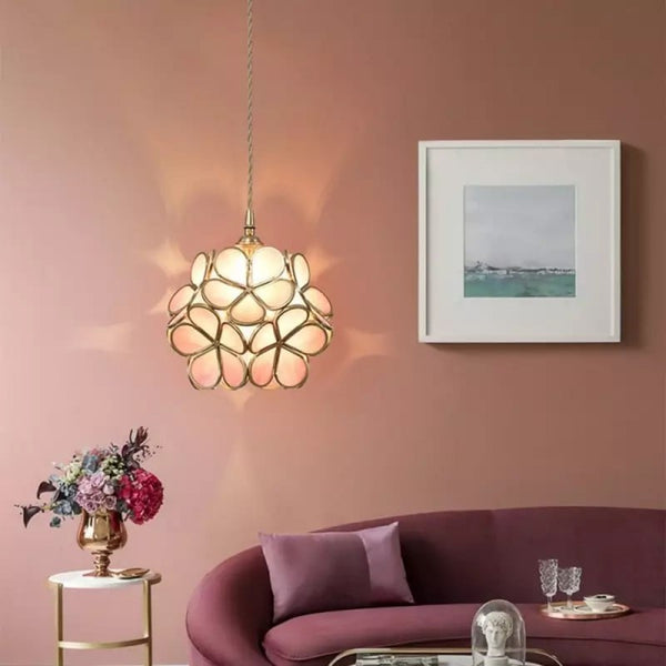 Floyem Flower Hanglamp Glas Messing Goud E27 Eettafel Slaapkamer Vintage Design Hanglamp Bloemvorm