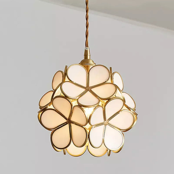 Floyem Flower Hanglamp Glas Messing Goud E27 Eettafel Slaapkamer Vintage Design Hanglamp Bloemvorm