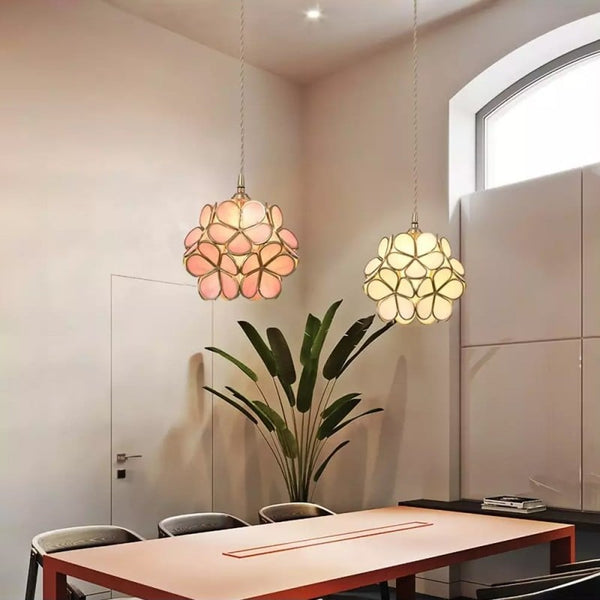 Floyem Flower Hanglamp Glas Messing Goud E27 Eettafel Slaapkamer Vintage Design Hanglamp Bloemvorm