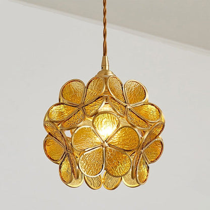Floyem Flower Hanglamp Glas Messing Goud E27 Eettafel Slaapkamer Vintage Design Hanglamp Bloemvorm