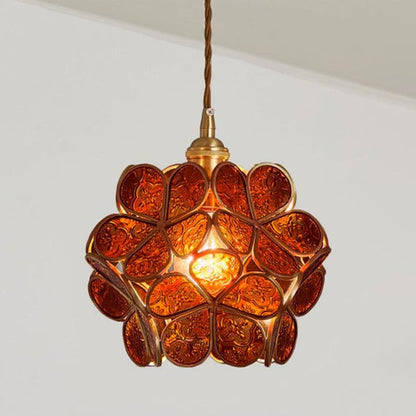 Floyem Flower Hanglamp Glas Messing Goud E27 Eettafel Slaapkamer Vintage Design Hanglamp Bloemvorm