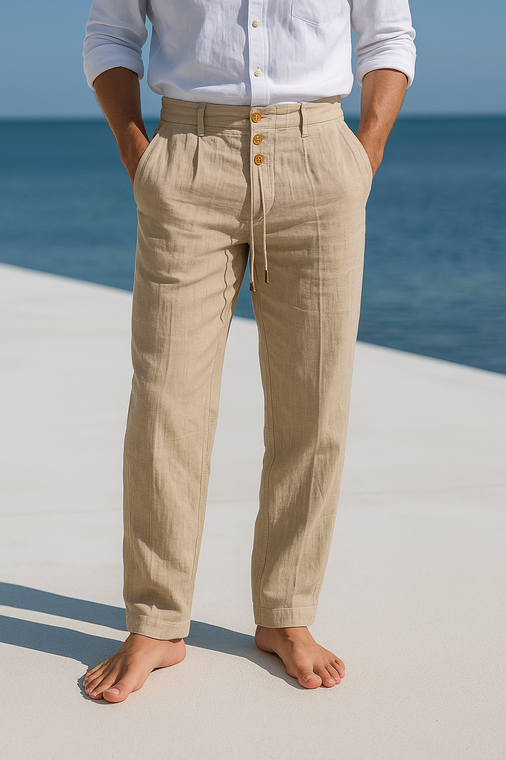 Linnen Broek Heren Zomer Comfortabele Strandbroek - StudioMarella