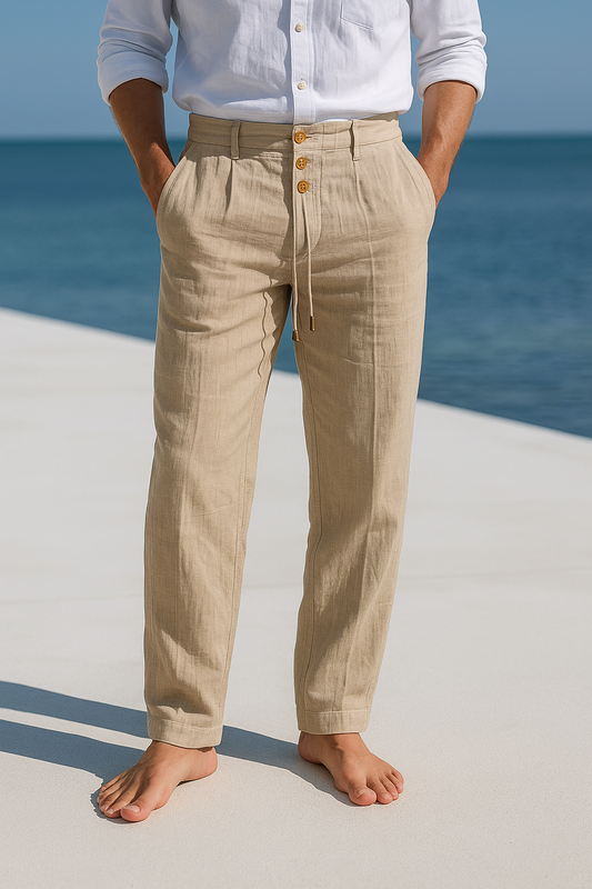 Linnen Broek Heren Zomer Comfortabele Strandbroek - StudioMarella