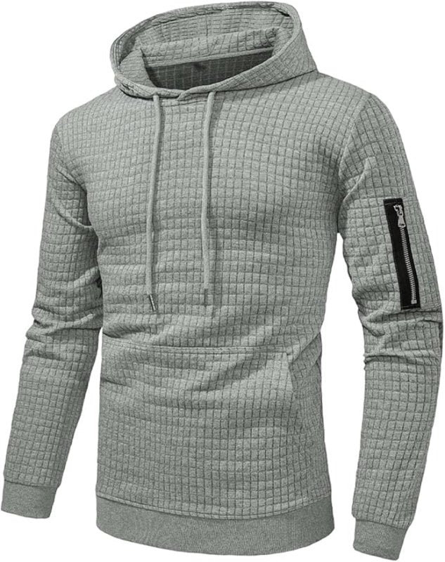 Heren Hoodie Slim Fit met Ribboorden en Trekkoord