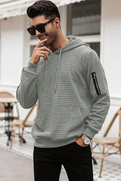 Heren Hoodie Slim Fit met Ribboorden en Trekkoord