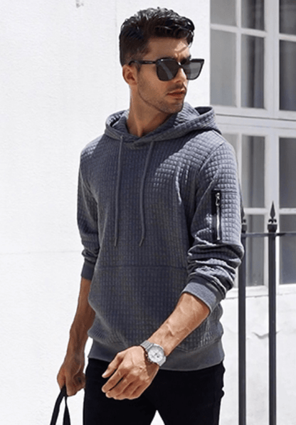 Heren Hoodie Slim Fit Ribboord en Trekkoord Capuchon