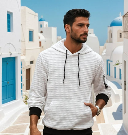 Heren Hoodie Slim Fit met Ribboorden en Trekkoord