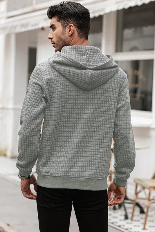 Heren Hoodie Slim Fit Ribboord en Trekkoord Capuchon