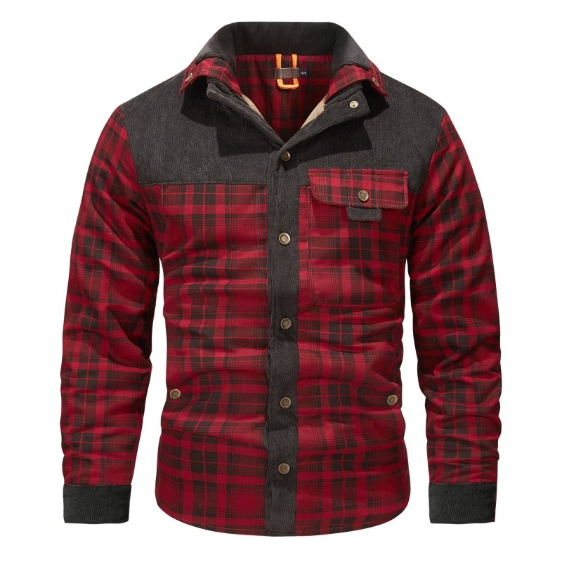 Herenjas Fleece Ruitpatroon Outdoor Stijl