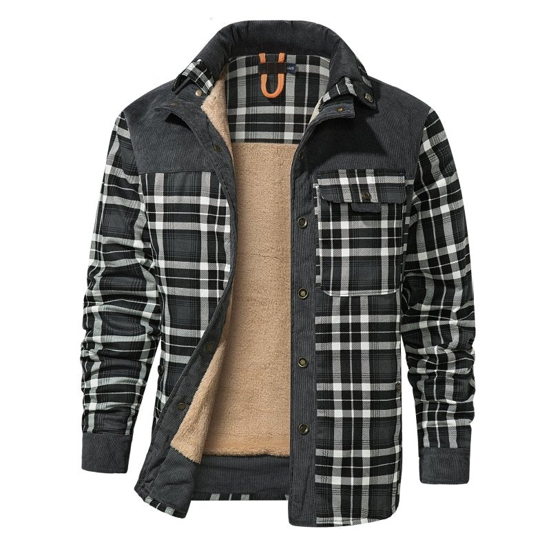 Herenjas Ruitpatroon Fleece Voering Outdoor Stijl