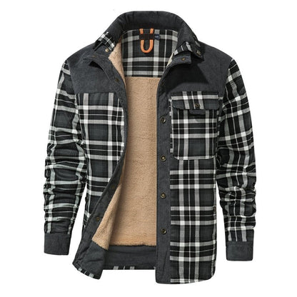 Herenjas Ruitpatroon Fleece Voering Outdoor Stijl