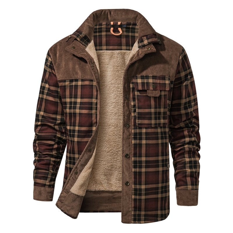 Herenjas Ruitpatroon Fleece Voering Outdoor Stijl