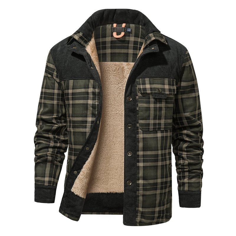 Herenjas Ruitpatroon Fleece Voering Outdoor Stijl