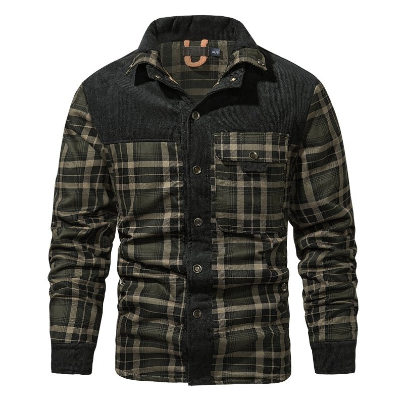 Herenjas Ruitpatroon Fleece Voering Outdoor Stijl