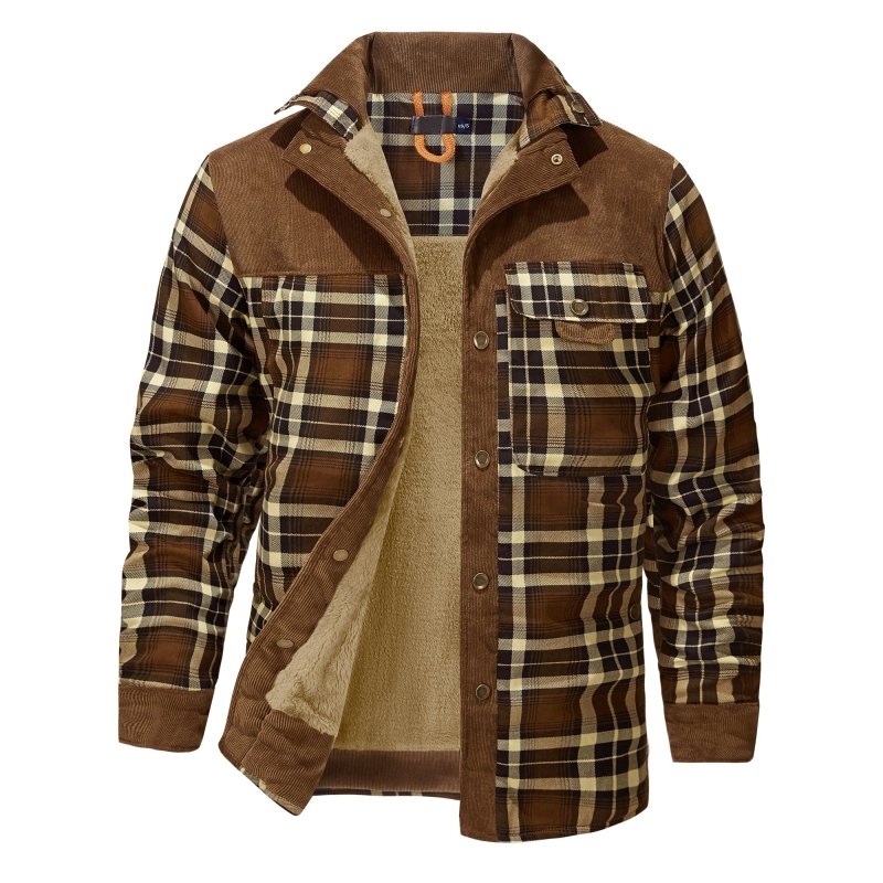 Herenjas Ruitpatroon Fleece Voering Outdoor Stijl