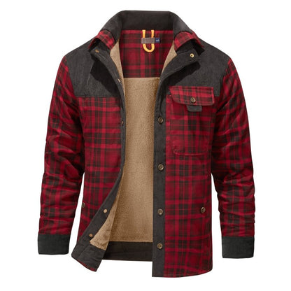 Herenjas Ruitpatroon Fleece Voering Outdoor Stijl